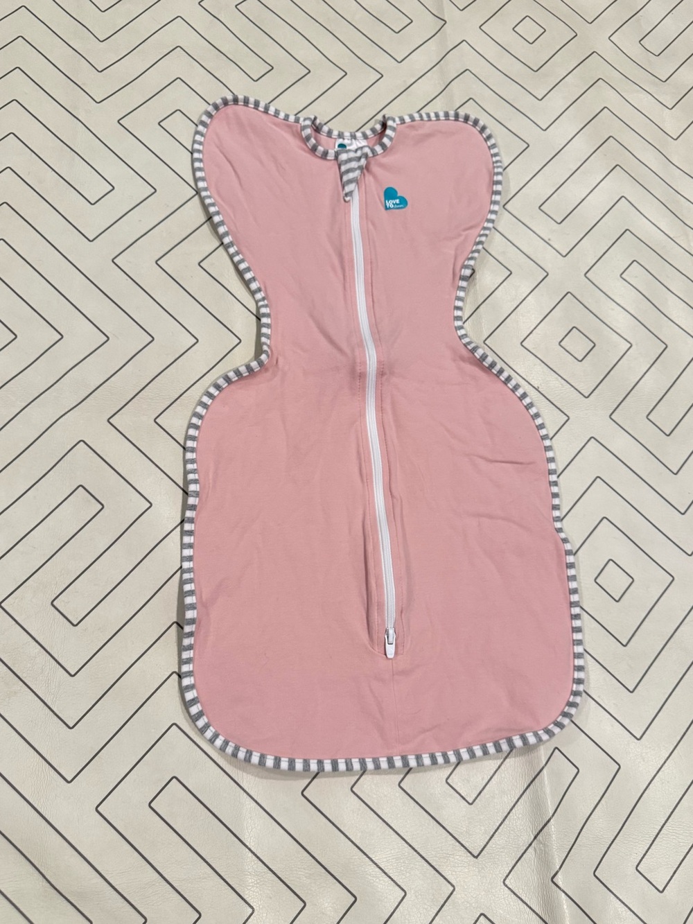 Love to Dream Pink Sleep Swaddle with Striped Trim